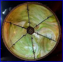 Antique Art Nouveau Slag Glass Panel Lamp