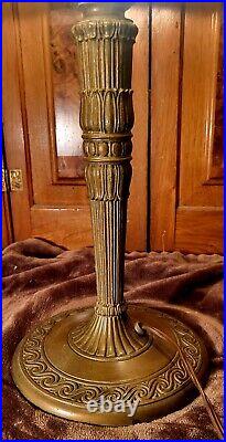 Antique Art Nouveau Slag Glass Panel Lamp