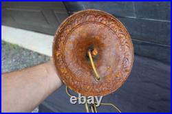 Antique Art Nouveau Slag Glass Shade Table Lamp Flowers Design 6 Bent Panels