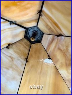 Antique Art Nouveau Slag Glass Table Lamp