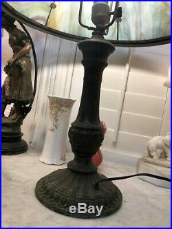 Antique Art Nouveau Slag Glass Table Lamp