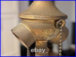 Antique Art Nouveau Slag Glass Table Lamp 24 Purple Shade-8 Panel