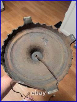 Antique Art Nouveau Slag Glass Table Lamp 24 Purple Shade-8 Panel