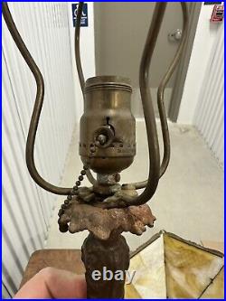 Antique Art Nouveau Slag Glass Table Lamp Light