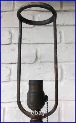Antique Art Nouveau Slag Glass Tulip Flower Metal Table Lamp Base withShade Holder Antique Art Nouveau Slag Glass Tulip Flower Metal Table Lamp Base withShade Holder