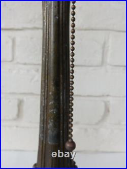 Antique Art Nouveau Slag Glass Tulip Flower Metal Table Lamp Base withShade Holder