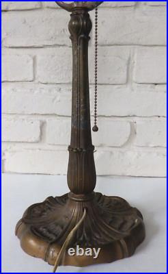 Antique Art Nouveau Slag Glass Tulip Flower Metal Table Lamp Base withShade Holder Antique Art Nouveau Slag Glass Tulip Flower Metal Table Lamp Base withShade Holder