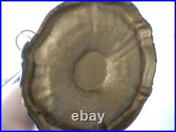 Antique Art Nouveau Slag Glass Tulip Flower Metal Table Lamp Base withShade Holder