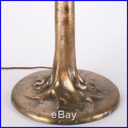Antique Art Nouveau Slag Glass and Gilt Bronze Lamp by Charles Parker