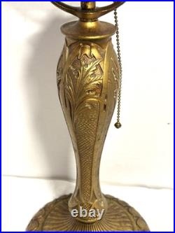 Antique Art Nouveau Stained / Slag Glass 20 Lamp Base 1876 Bryant Double Socket