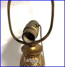 Antique Art Nouveau Stained / Slag Glass 20 Lamp Base 1876 Bryant Double Socket