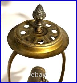 Antique Art Nouveau Stained / Slag Glass 20 Lamp Base 1876 Bryant Double Socket