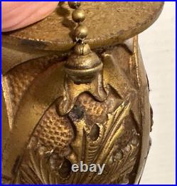 Antique Art Nouveau Stained / Slag Glass 20 Lamp Base 1876 Bryant Double Socket