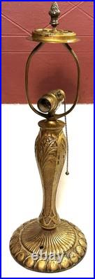 Antique Art Nouveau Stained / Slag Glass 20 Lamp Base 1876 Bryant Double Socket