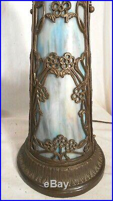 Antique Art Nouveau Stained Slag Glass Lamp