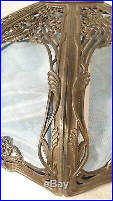Antique Art Nouveau Stained Slag Glass Lamp