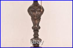 Antique Art Nouveau Victorian 5 Panel Marbled Slag Stained Glass Table Lamp 24