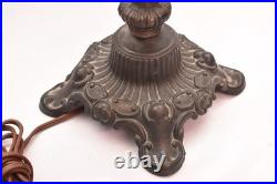 Antique Art Nouveau Victorian 5 Panel Marbled Slag Stained Glass Table Lamp 24