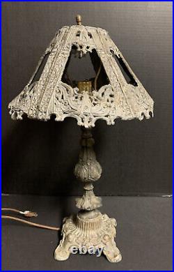 Antique Art Nouveau Vtg Filigree Table Lamp Soft metal for slag stained glass