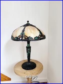Antique Art Nouveau c. 1915 Georgeous Slag Glass Lamp Working 23 x 16