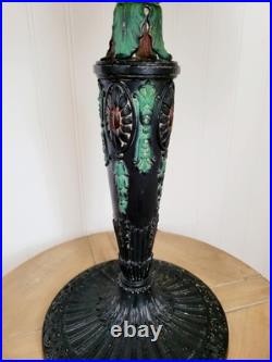 Antique Art Nouveau c. 1915 Georgeous Slag Glass Lamp Working 23 x 16