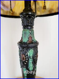 Antique Art Nouveau c. 1915 Georgeous Slag Glass Lamp Working 23 x 16