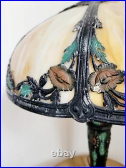 Antique Art Nouveau c. 1915 Georgeous Slag Glass Lamp Working 23 x 16 Antique Art Nouveau c. 1915 Georgeous Slag Glass Lamp Working 23 x 16