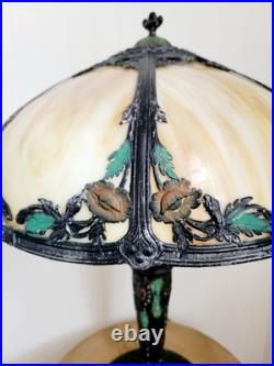 Antique Art Nouveau c. 1915 Georgeous Slag Glass Lamp Working 23 x 16