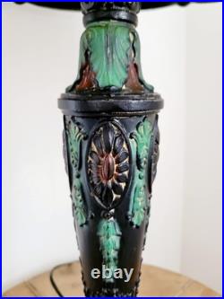 Antique Art Nouveau c. 1915 Georgeous Slag Glass Lamp Working 23 x 16