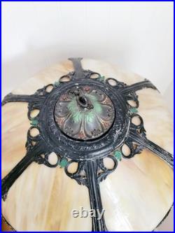 Antique Art Nouveau c. 1915 Georgeous Slag Glass Lamp Working 23 x 16