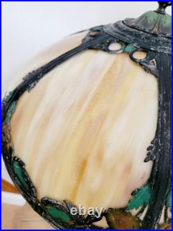 Antique Art Nouveau c. 1915 Georgeous Slag Glass Lamp Working 23 x 16