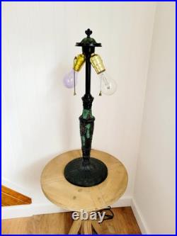Antique Art Nouveau c. 1915 Georgeous Slag Glass Lamp Working 23 x 16