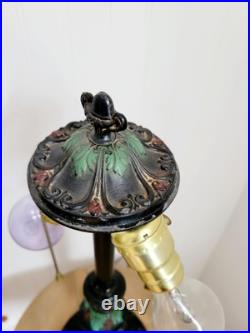 Antique Art Nouveau c. 1915 Georgeous Slag Glass Lamp Working 23 x 16
