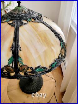 Antique Art Nouveau c. 1915 Georgeous Slag Glass Lamp Working 23 x 16 Antique Art Nouveau c. 1915 Georgeous Slag Glass Lamp Working 23 x 16