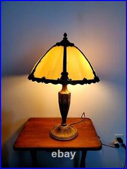 Antique Art Nouveau c. 1915 Signed Salem Bros, NY Slag Glass Lamp