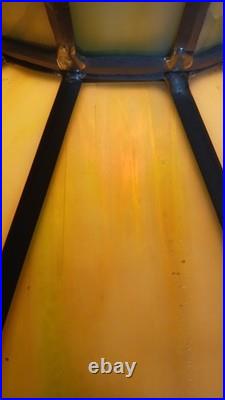 Antique Arts And Crafts Style Green Slag Glass Lamp Antique Arts And Crafts Style Green Slag Glass Lamp