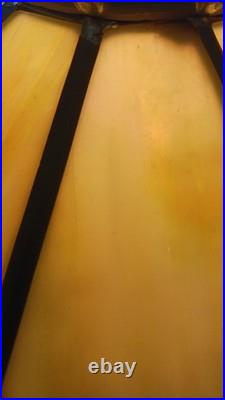 Antique Arts And Crafts Style Green Slag Glass Lamp