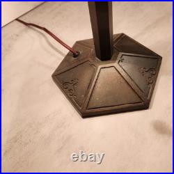 Antique Arts & CRAFTS Bradley Hubbard Marked Slag Glass Table Lamp 19x15