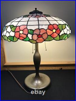 Antique Arts Crafts 1913 LAMB BROTHERS & GREENE Leaded Stained Slag Glass Lamp