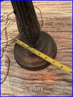 Antique Arts & Crafts 6 Panel Colorful SLAG GLASS Table Lamp UNIQUE re-wired