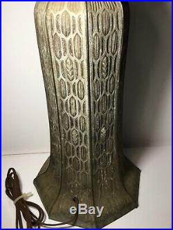 Antique Arts & Crafts Art Nouveau Bradley and Hubbard B&H Slag Glass Lamp Base