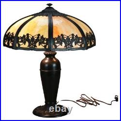 Antique Arts & Crafts Bradley And Hubbard School Slag Glass Table Lamp C1920