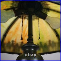 Antique Arts & Crafts Bradley And Hubbard School Slag Glass Table Lamp C1920