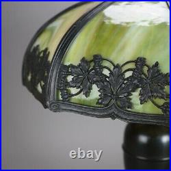 Antique Arts & Crafts Bradley And Hubbard School Slag Glass Table Lamp C1920