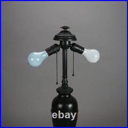 Antique Arts & Crafts Bradley And Hubbard School Slag Glass Table Lamp C1920