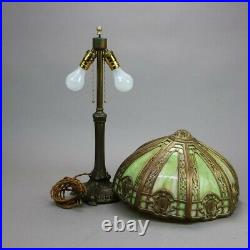Antique Arts & Crafts Bradley & Hubbard School Slag Glass Lamp circa 1920