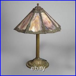 Antique Arts & Crafts Bradley & Hubbard School Slag Glass Table Lamp Circa 1920