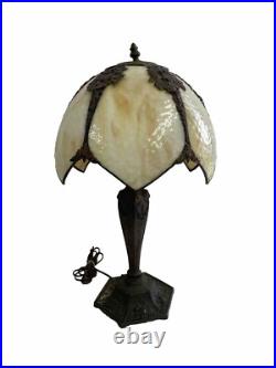 Antique Arts & Crafts Bradley & Hubbard School Slag Glass Table Lamp c1920 Antique Arts & Crafts Bradley & Hubbard School Slag Glass Table Lamp c1920