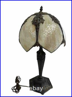 Antique Arts & Crafts Bradley & Hubbard School Slag Glass Table Lamp c1920