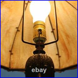Antique Arts & Crafts Bradley & Hubbard School Slag Glass Table Lamp, c1920